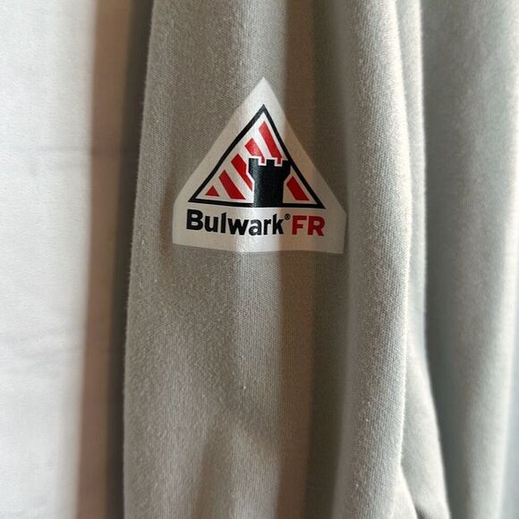 Bulwark Mens Flame Resistant Long Sleeve Gray Cotton Henley Shirt size XL SEL2GY - Picture 2 of 8